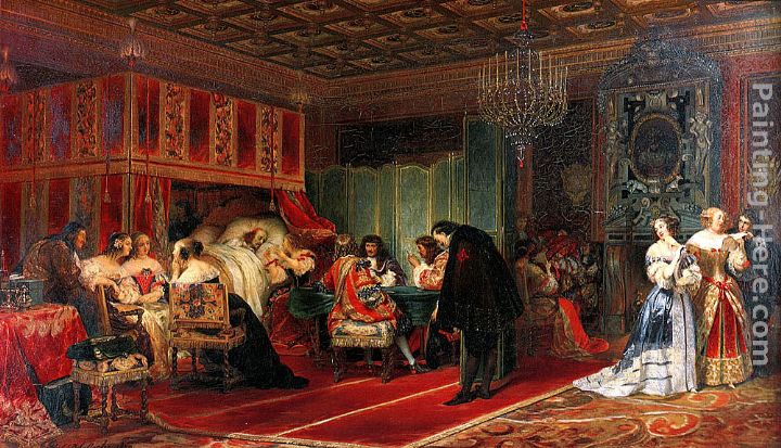 Cardinal Mazarin Dying painting - Paul Delaroche Cardinal Mazarin Dying art painting